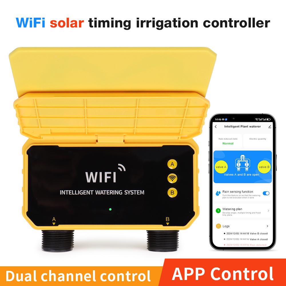 WIFI Solar Irrigation Timing Controller Smart Automatic Irrigation System for Garden Tap Valve Controller with Rain Sensor
