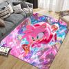 Sonic the Hedgehog Flannel Pattern Square Carpet,Area Rug,Carpet Rug for Living Room Bedroom Sofa Playroom Decor,Non-slip Floor Mat