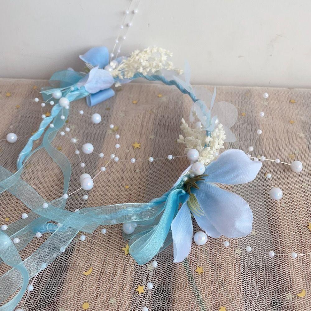 Elegant Hanfu Headdress Floral Garland Floral Crown Hairband Children Flower Headband  Party