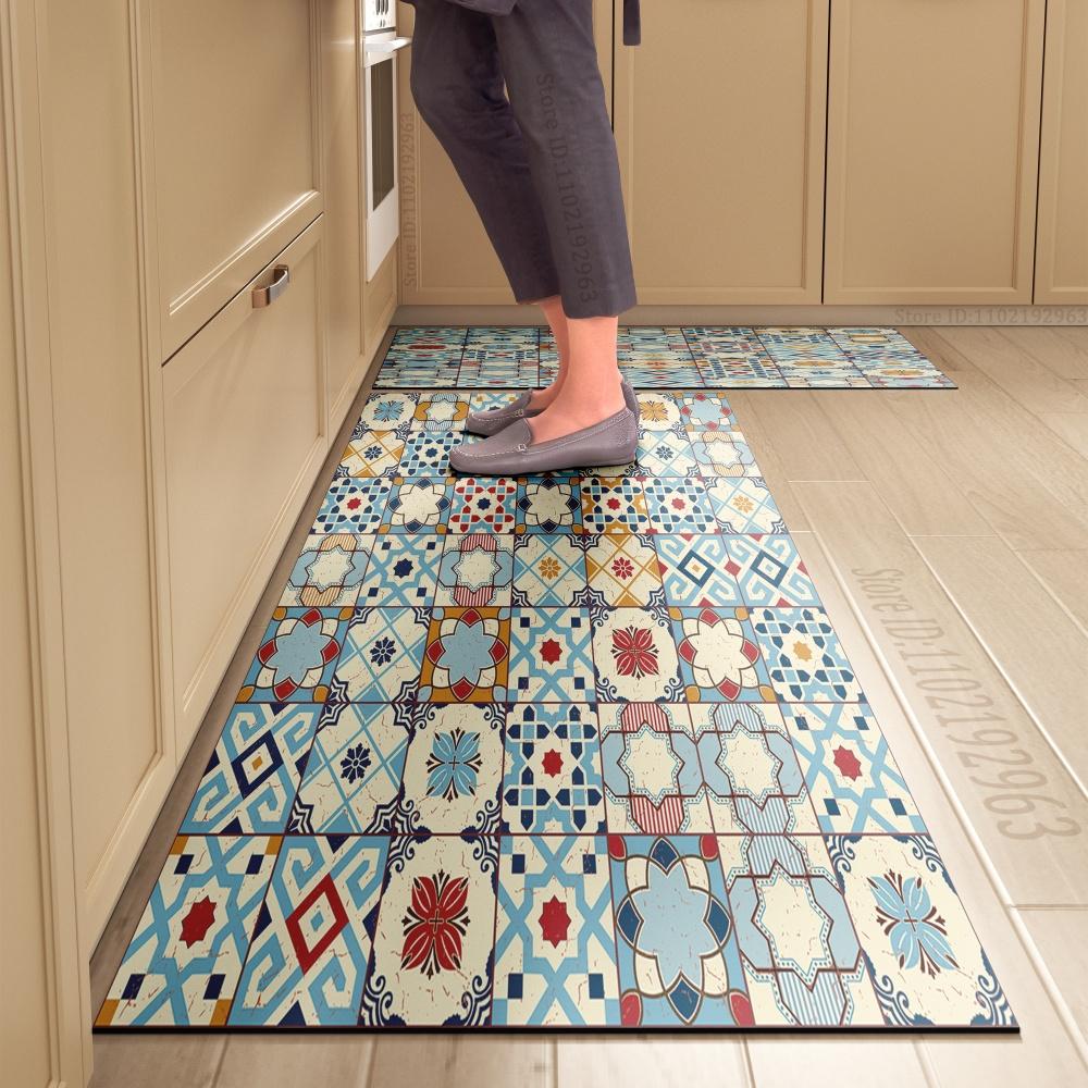 1PCS Kitchen Floor Mat Waterproof, Anti-skid, Anti-dirty Foot Mat Household Door Mat Crystal Velvet Long Strip Carpet Door Mats