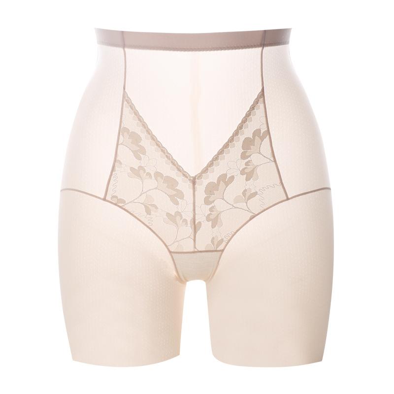 Women's Summer Lightweight Lace Ice Silk 10A Bacteriostatic Crotch Traceless Anti Slip High Waist Belly Retraction Safety Panties