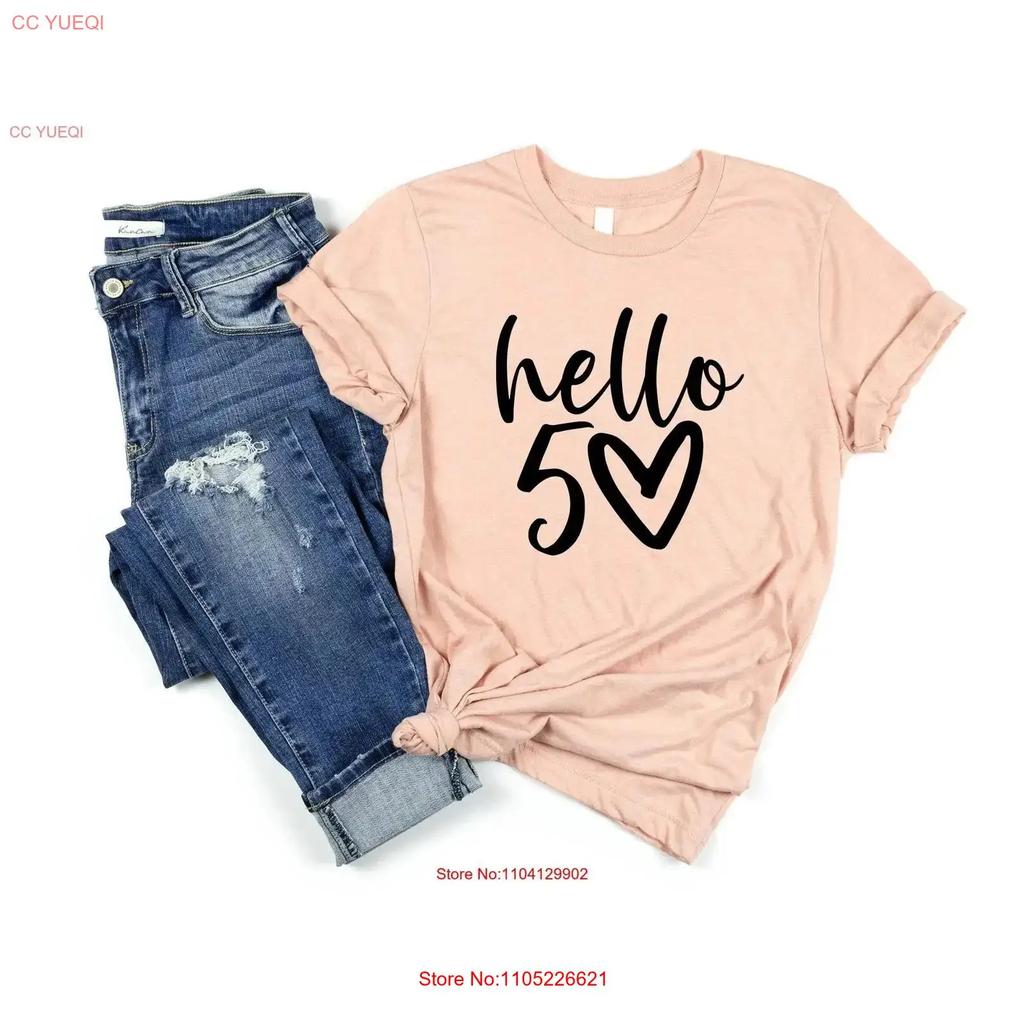 Hello 50 T Shirt Fifty Birthday Present 50th Bday Funny Nifty Vintage Stylish Slightly Top For Everyday Wear Versatile