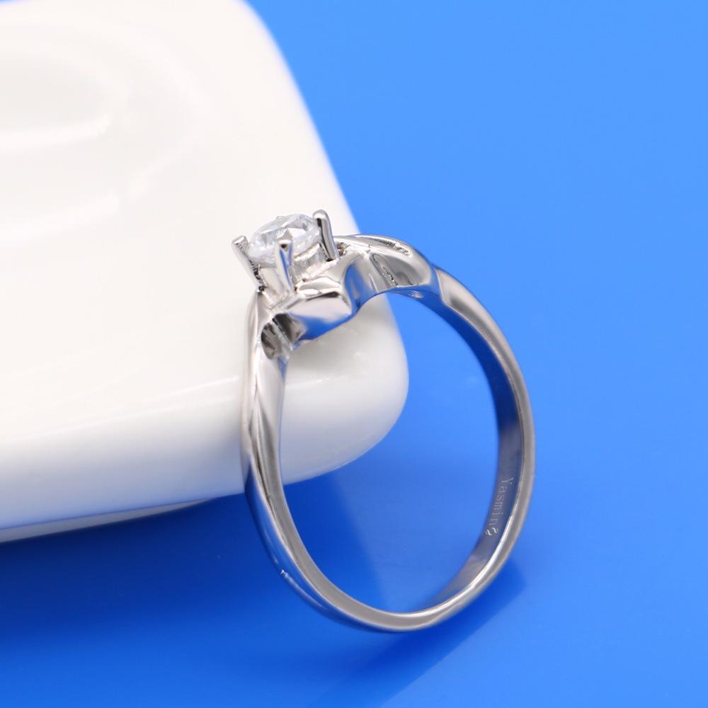 Japanese Woman'S Simple Single Ring, Platinum-Plated Inlaid 5A Zircon Ring, Imitation Diamond Ring, Marriage Proposal Gift