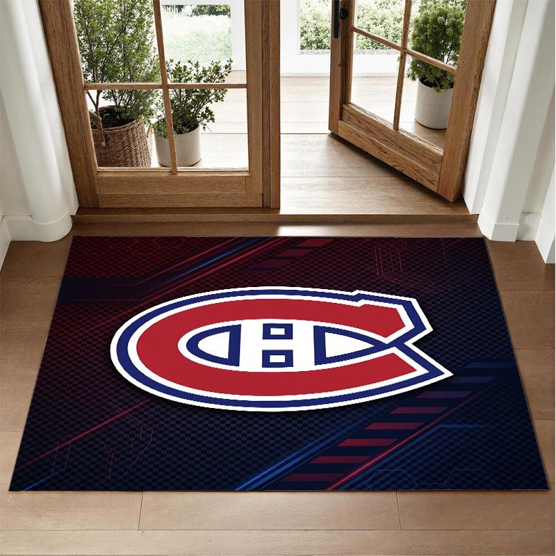 Montreal Canadiens Design Crystal Velvet Rug Soft Decorative Mat for Bedroom Entrance