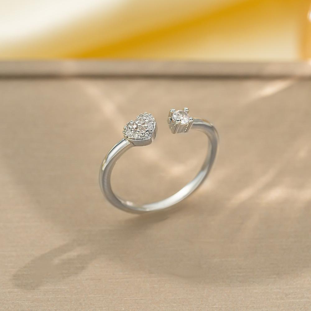 Korean Version of Light Luxury Design Full Diamond Inlaid Zircon Ring Women's Opening Adjustable Ring Internet Celebrity Fashion Accessories