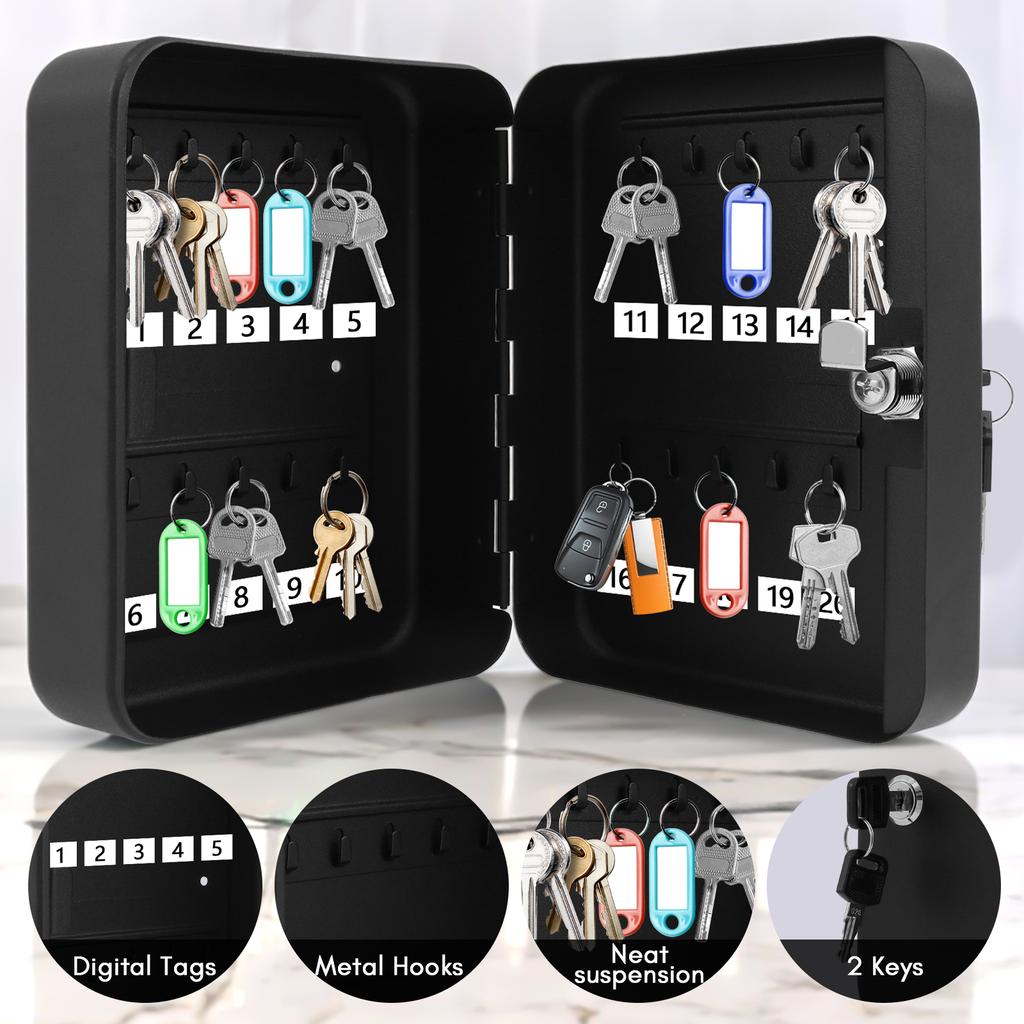 Key Box with Lock Key Cabinet 20 Key Hooks Wall Mount Key Storage Box Security Key Organizer for Car Dealer Property Manager Hot
