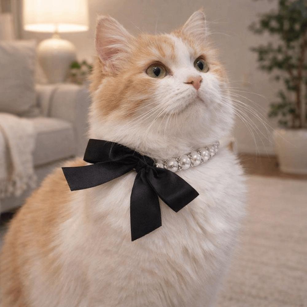 Bling Pet Pearl Necklace Simulated Pearl Pet Simulated Pearl Collar Cat Princess Collars  Outdoor