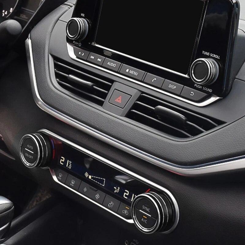 4Pcs/Set Red Air Conditioning Switch Knob Cover Trim For Nissan Teana Altima   Aluminum Alloy Car Interior Accessories