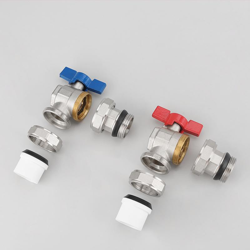 Brass Plated Angle Ball Valve for Floor Heating Manifold with PPR Single Heat Fusion Male Thread