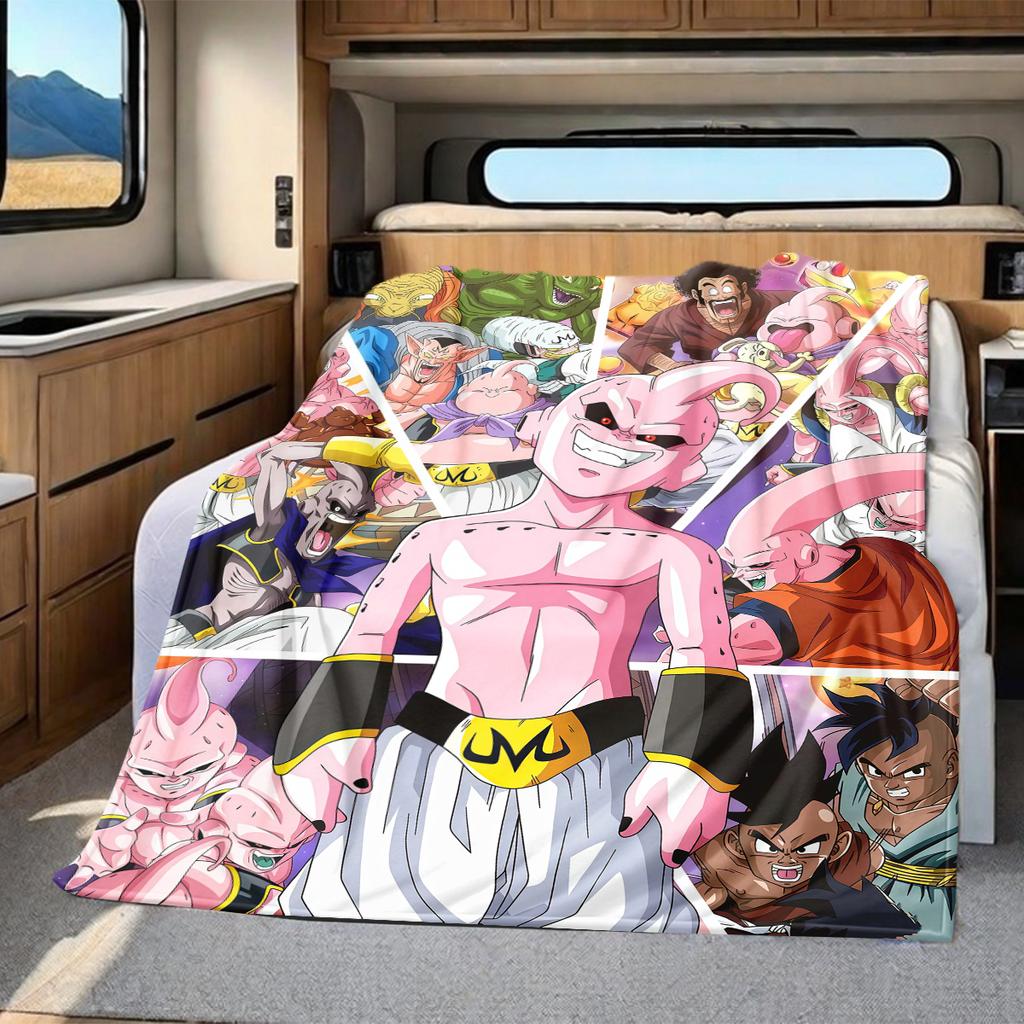 1PC Majin Buu Print Flannel Blanket, High quality All Seasons, Home Decor, Warmth and Comfort, Perfect for Christmas Gifts