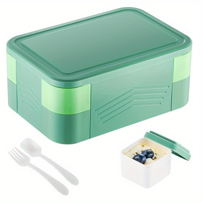 Bento Lunch Box Adult 2 Tier Lunch Box, 6 Compartments, Plastic Adult and Youngsters's Work School Lunch Box 1550ml