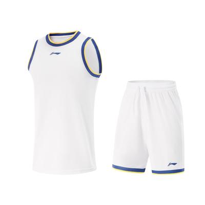 Li Ning CBA Series Color Block Soft Simple Versatile Sleeveless Vest Mid Waist Shorts Basketball Set Men Basketball Set AATV025-11