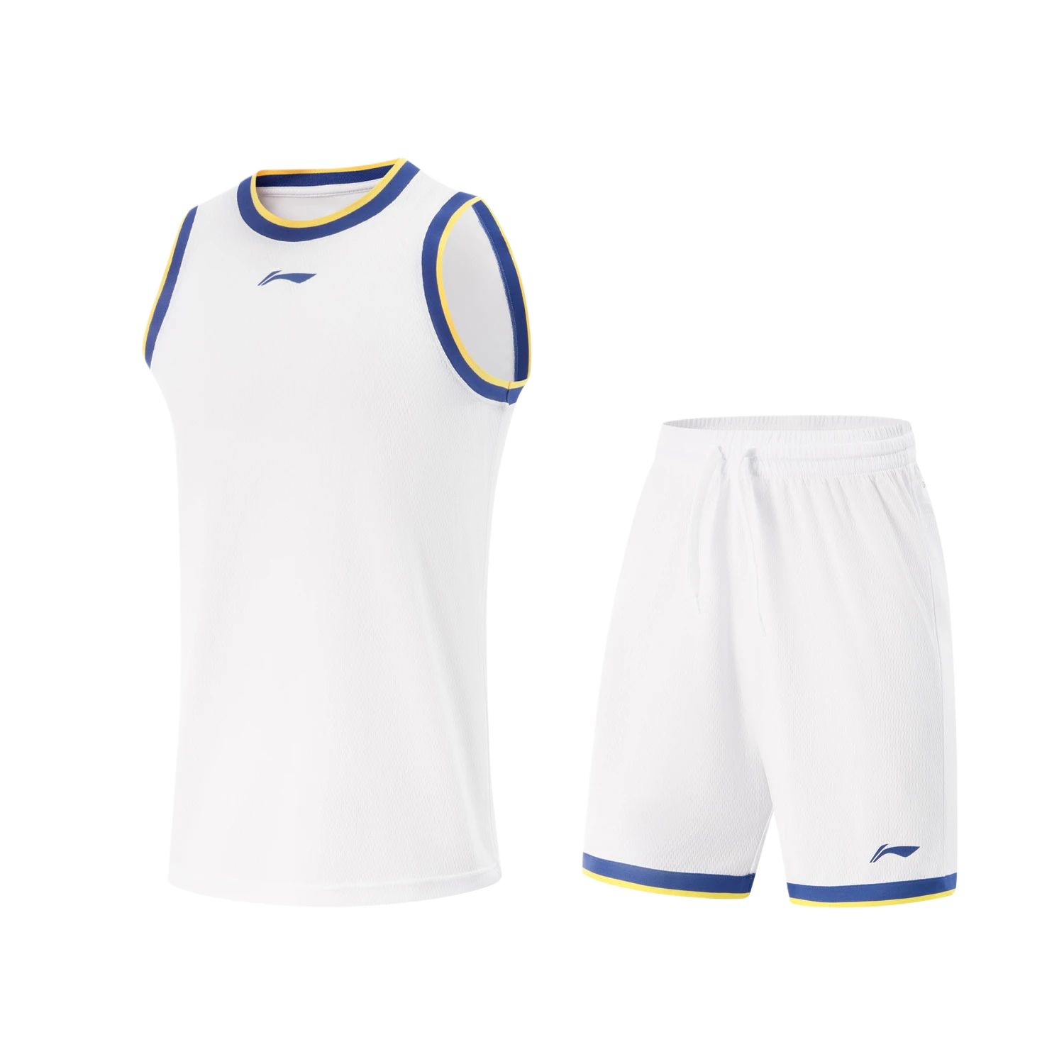 Li Ning Серия CBA Color Block Мягкие Простые Универсальные Безрукавка Шорты Средней Посадки Баскетбольный Комплект Мужской баскетбольный комплект AATV025-11 M