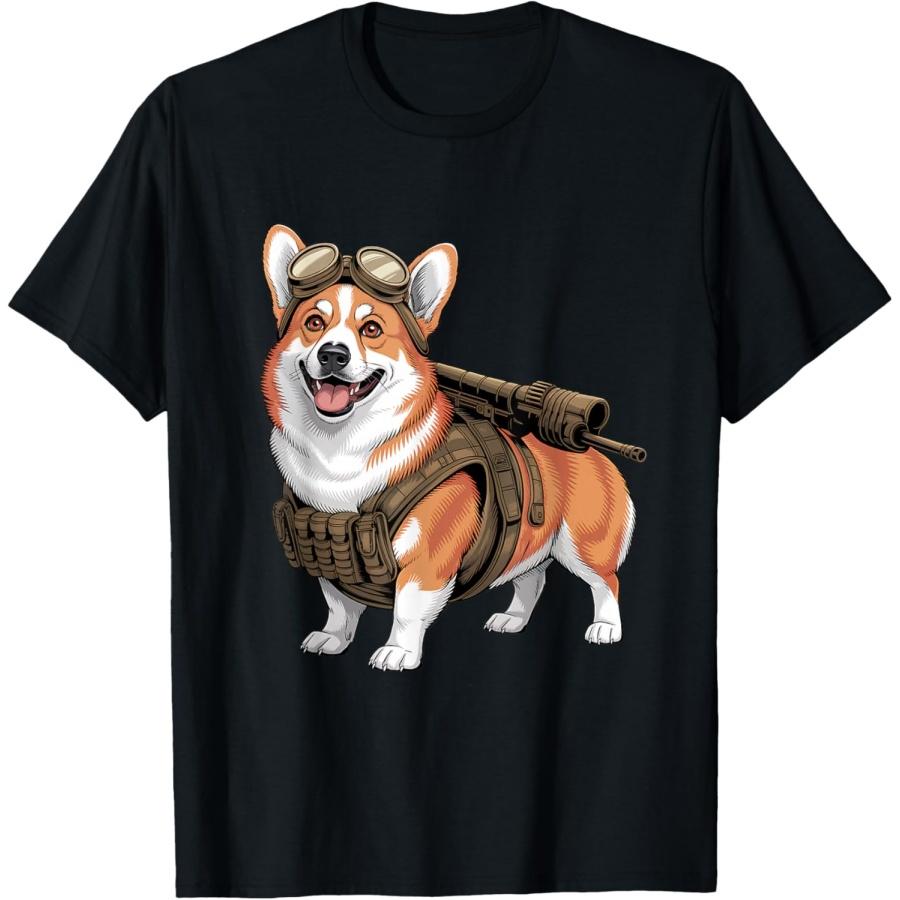 Tactical Corgi Steampunk Warrior Dog Lovers Design T-Shirt S