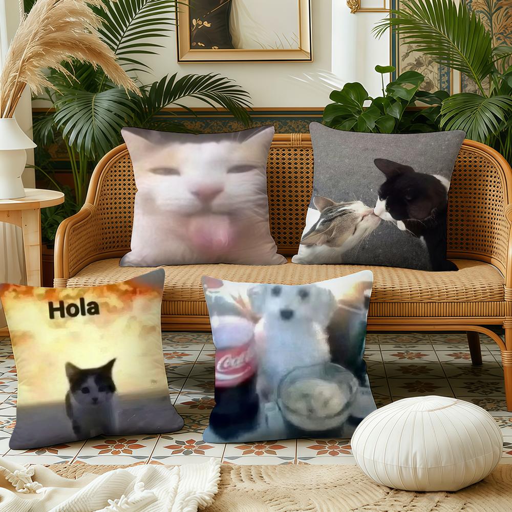 cushion cover Plush Cat Fabric Soft Double cute Sided Funny Print Sofa Cushion Cover Throw Pillow Covers