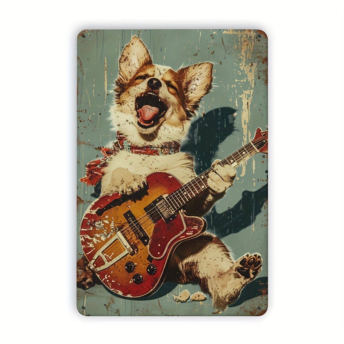 

, Rock Music Dogs Playing Guitar Metal Tin Sign, Fun Wall Art Decor, Sports Bar Cafe Garage Tin Painting, Event And Party Su 20x30cm（7.8x11.8inch）