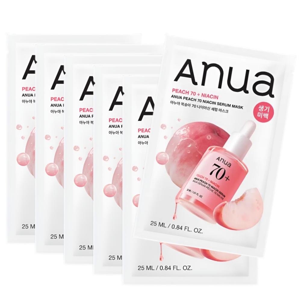 Anua Peach 70 + Niacin Serum Mask Sheet 6ea Set – K-Beauty Trending Skincare