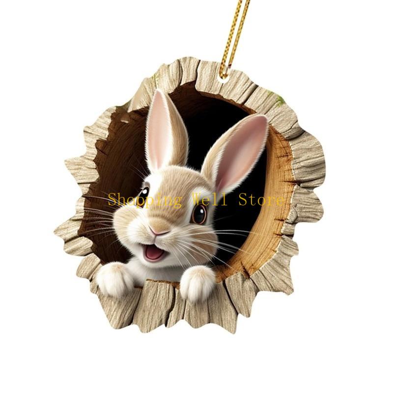 KX4B Easters Rabbit Decors Colorful Handmade Easters Ornament Acrylic Texture Suitable for Storefronts and Party Enthusiasts