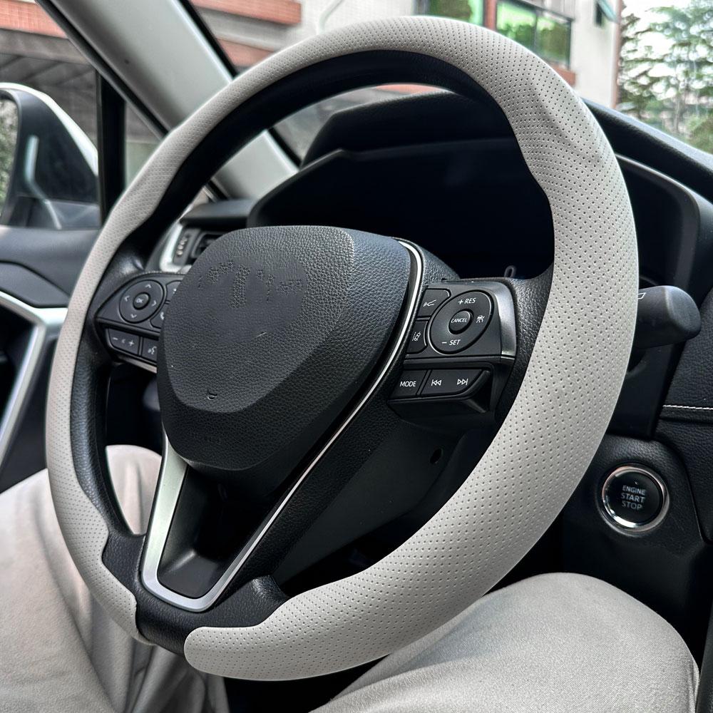 Steering Size 36-38cm Universal Non-slip Round Breathable Leather Car Steering Wheel Cover Protector Suitable Auto Accessories