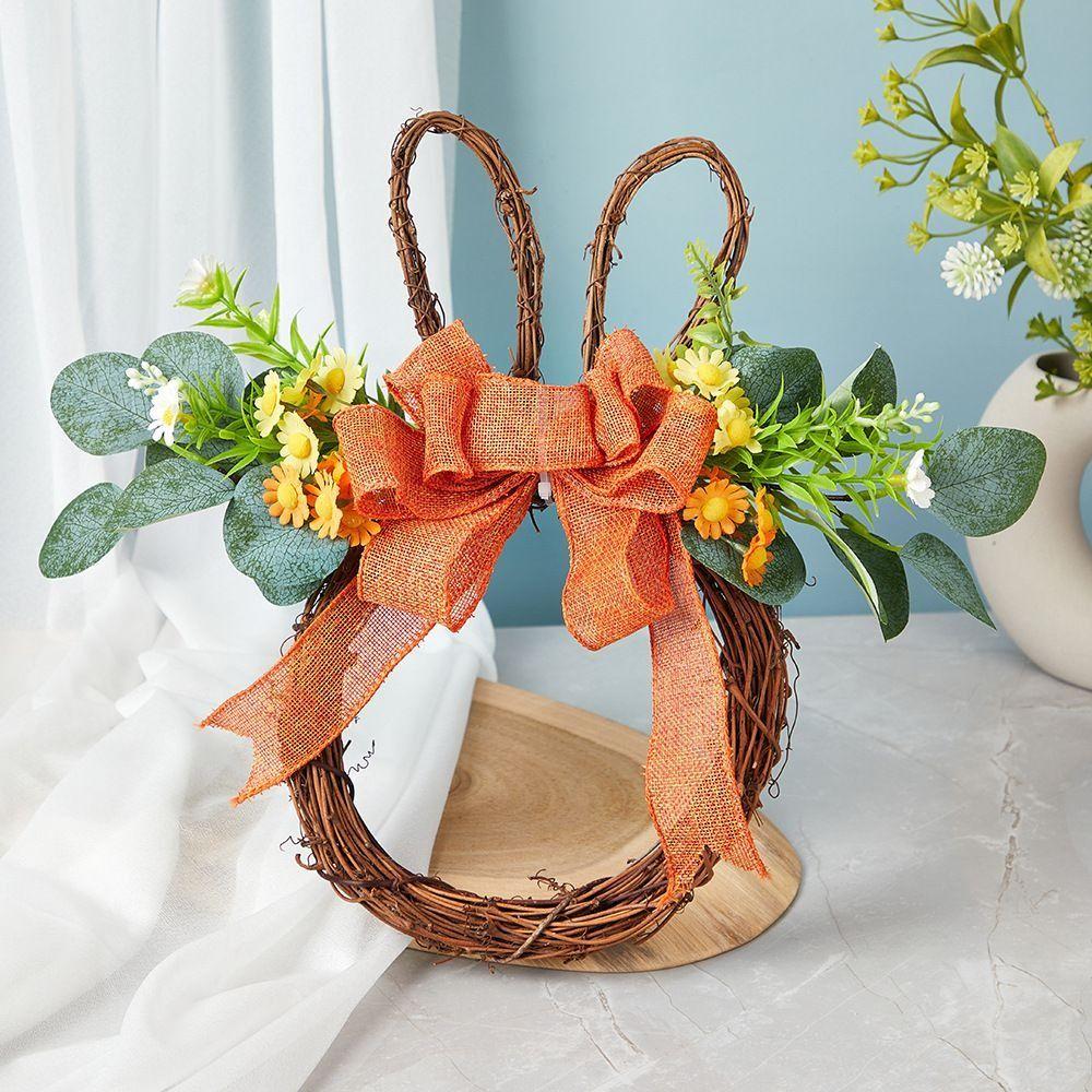 Hangable Easter Egg Door Pendant Decorative Artificial Flower Garland Easter Hanging Wreath  Door