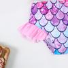 Girls Summer Swim Set Fish Scale Sleeveless Top Bikini Bottom 3PCS Beach Outfit