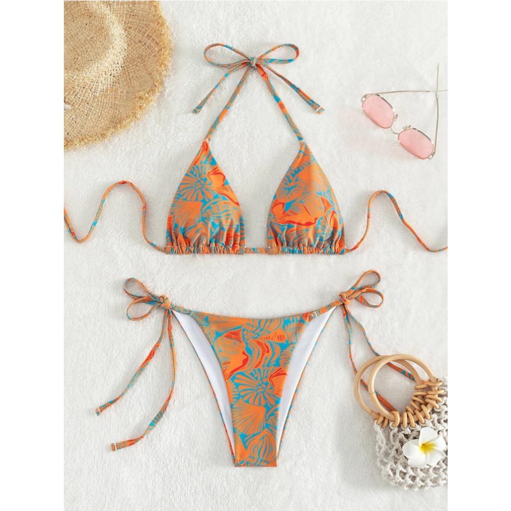 Triangle String Bikinis 2025 Printed Swimwear Female Sexy Brazilian Swimsuit Women Bathers Bathing Swimming Swim Suit Beachwear