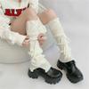 Girls Lolitas Leg Warmers Bows Lace Up Knit Flared Leg Sleeves Goth Baggy Cuffs Ankle Heap Socks JK Uniform Foot Cover