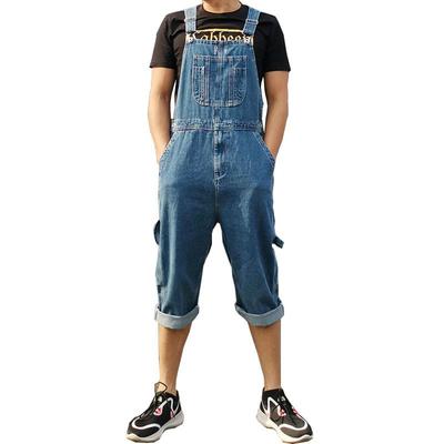 Herren-Trägershorts, Herren-Overall, Overall, große Größe, Träger, gerade, blaue Jeans mit 5 Taschen, weitere Größen 30–48, 50