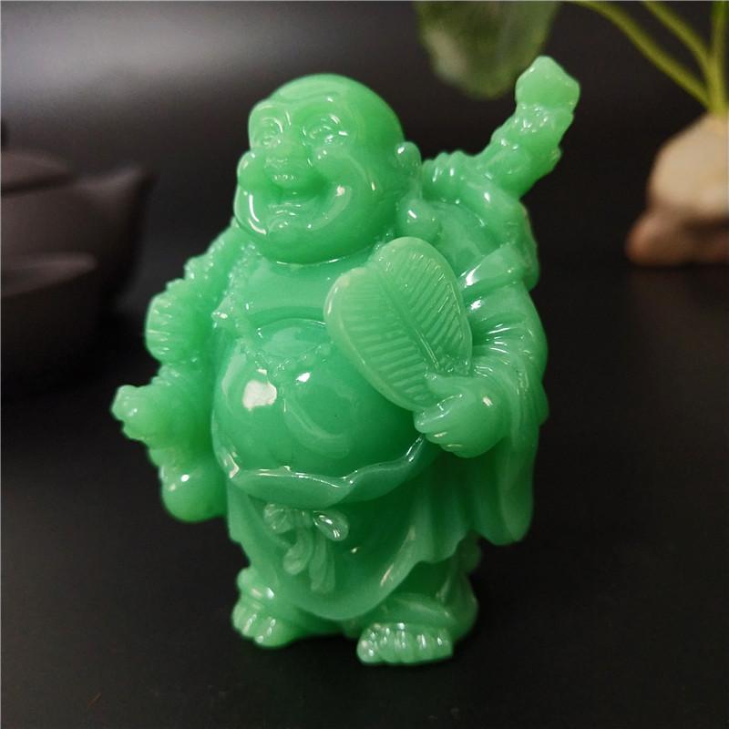 Leuchtende Lachende Buddha Statue Skulptur Mann-made Jade Stein Heimdekoration Feng Shui Glücksbringer Maitreya Buddha Statuen Figuren