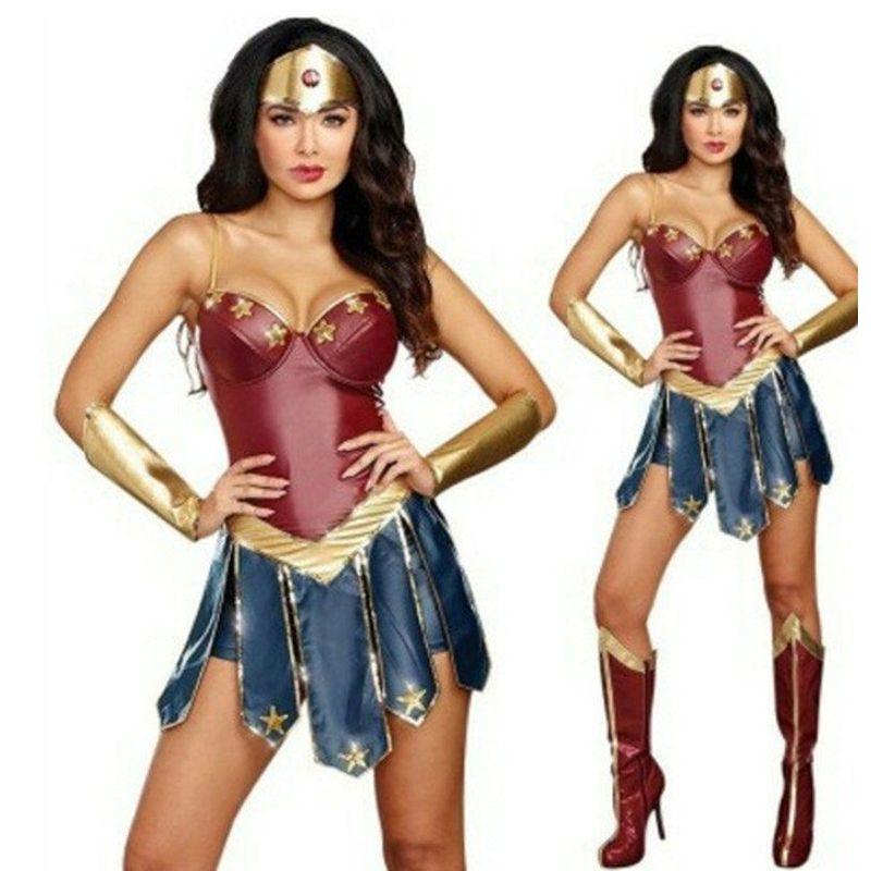 European and American Women s Halloween Costumes Cosplay Gladiator Wonder Woman Uniform Set As shown in the figure S