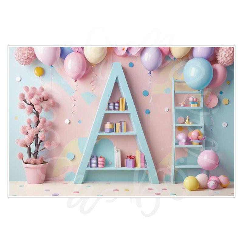 Balloon Cartoon Background Fabric for Pet Children's Birthday Party Decoration Wall Fabric, Photography and Photo-taking Background Fabric