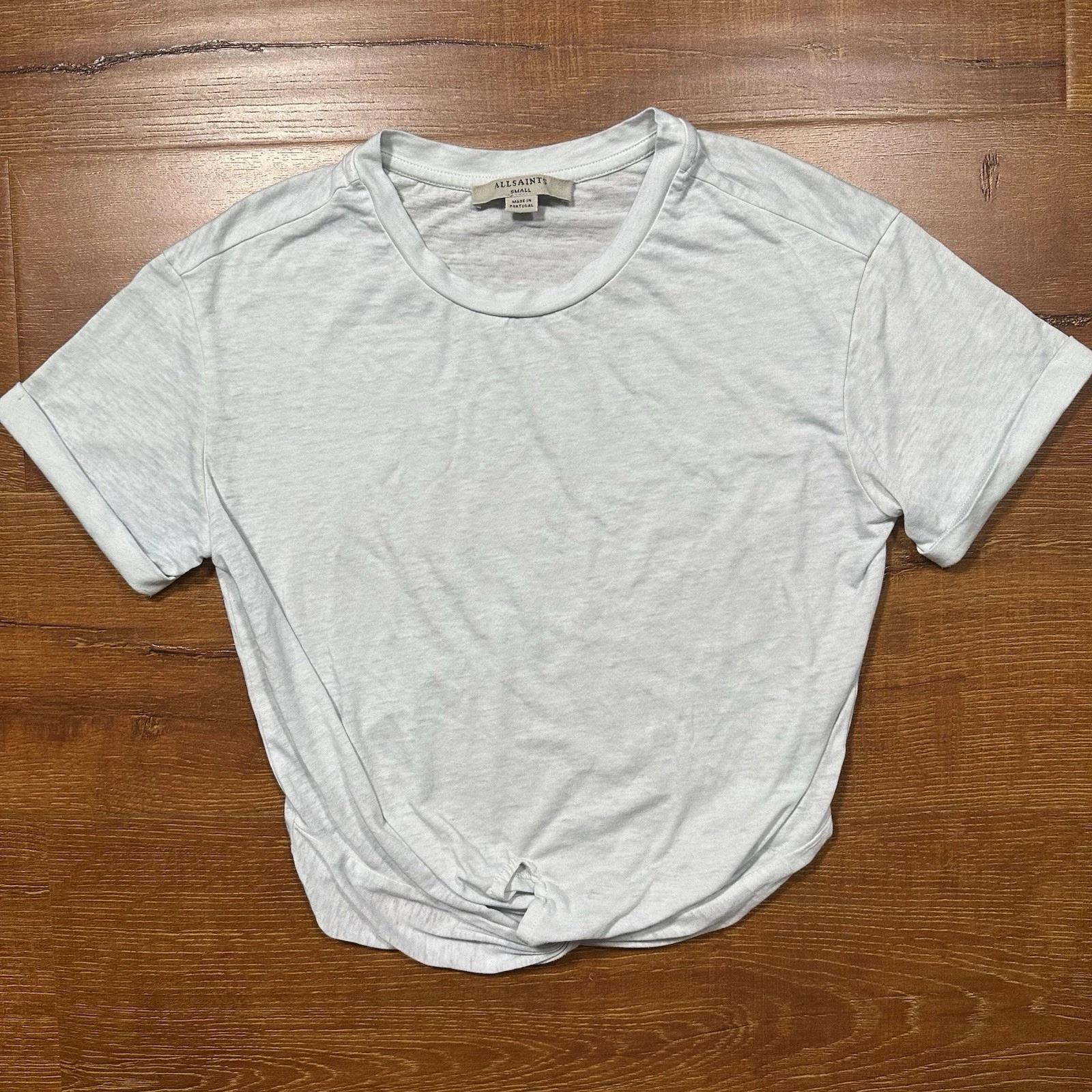 

All Saints Oversized Crop T Shirt Women S Sky Blue Ruched Cuffed Sleeve Portugal S