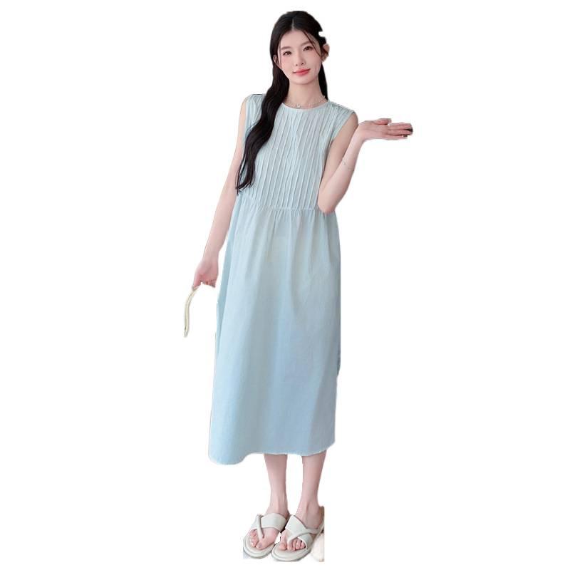 2026 Summer Korean Style Loose Fit Sleeveless Maternity Dress