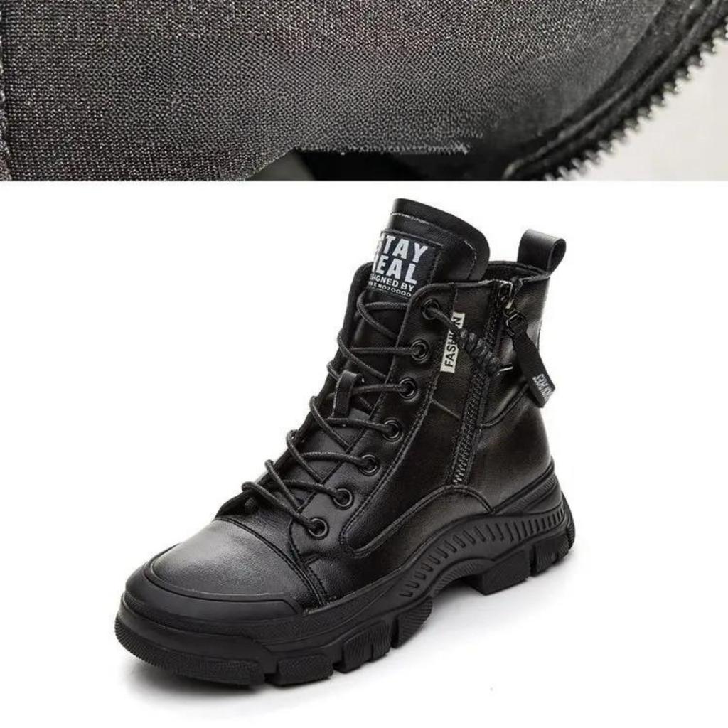 Podzimní a začáteční zimní boty z kůže, módní pro ženy, silná podrážka, vysoké kotníkové boty, značkové dámské ležérní šněrovací sportovní obuv