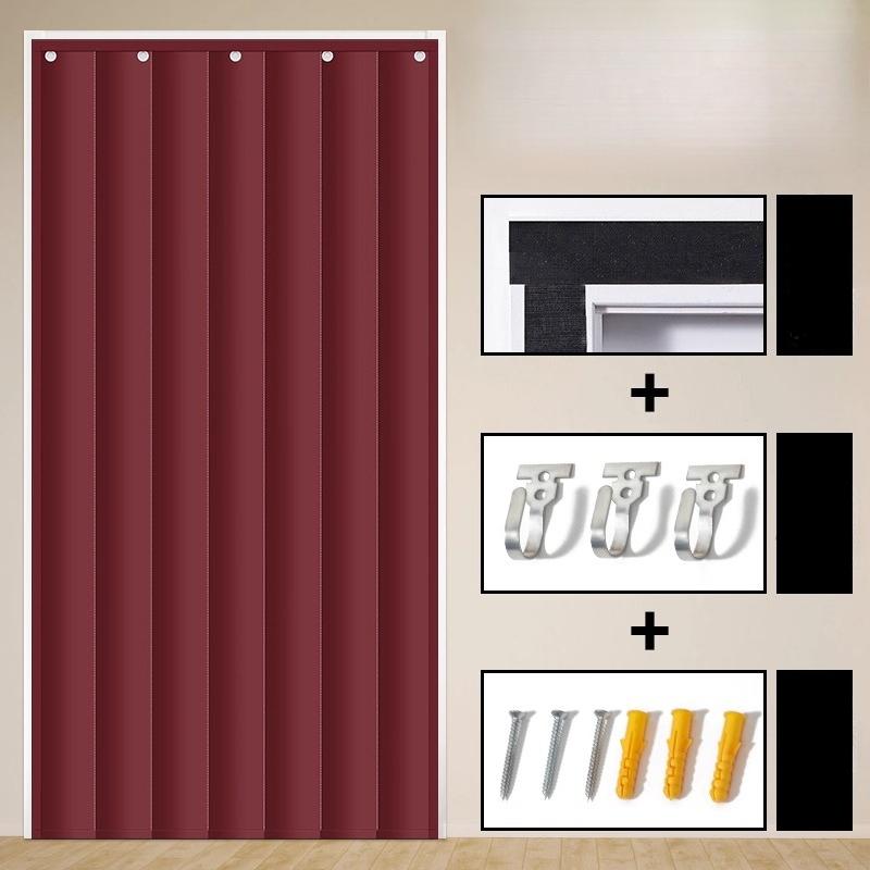 Solid Color Winter Door Curtain Thicken Quilted Blackout Curtains Heavy Duty Living Room Thermal Insulated Drapes Anti-cold