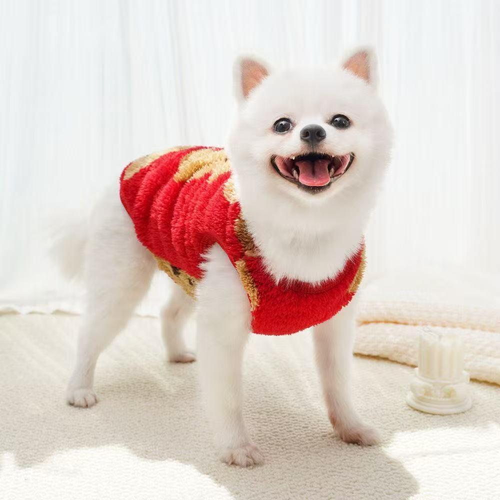 

New Warm Plush Clothing for Bichons, Golden Retrievers, Cats, and Small to Large Dogs M (Back Length 30cm) 5-8 lbs