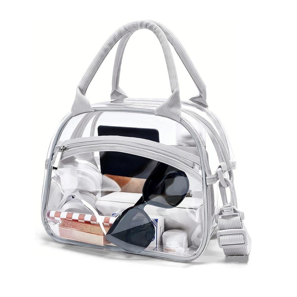 Zipper Transparent Crossbody Bag Waterproof with Adjustable Strap Hand-held Wash Bag PVC Large Capacity Clear Shoulder Bag Women