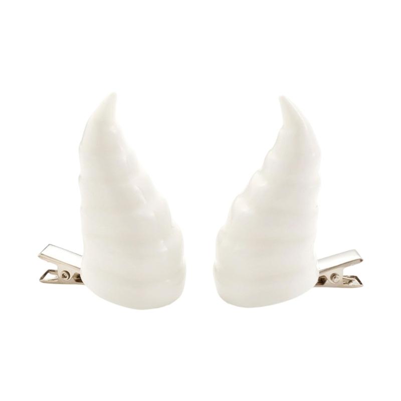 Beast Horn Hair Clip 2PCS Resin Cosplay Horn Headpiece For Costume Parties RolePlay Event And Theme Event Celebration