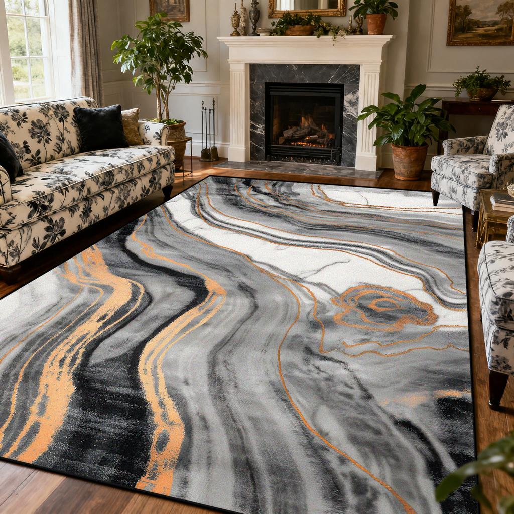 Light Luxury Marble Style Carpet Large Area Living Room Lounge Decoration Rug 200×300cm European Style Bedroom Soft Floor Mat