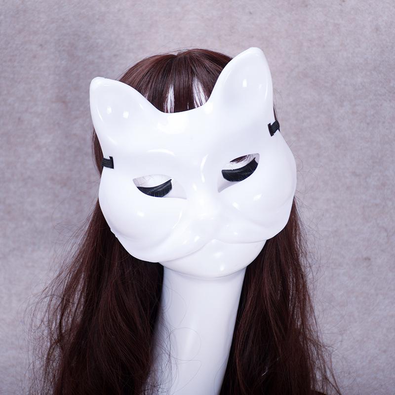 White DIY Paintable Gypsum Cat Mask for Street Dance