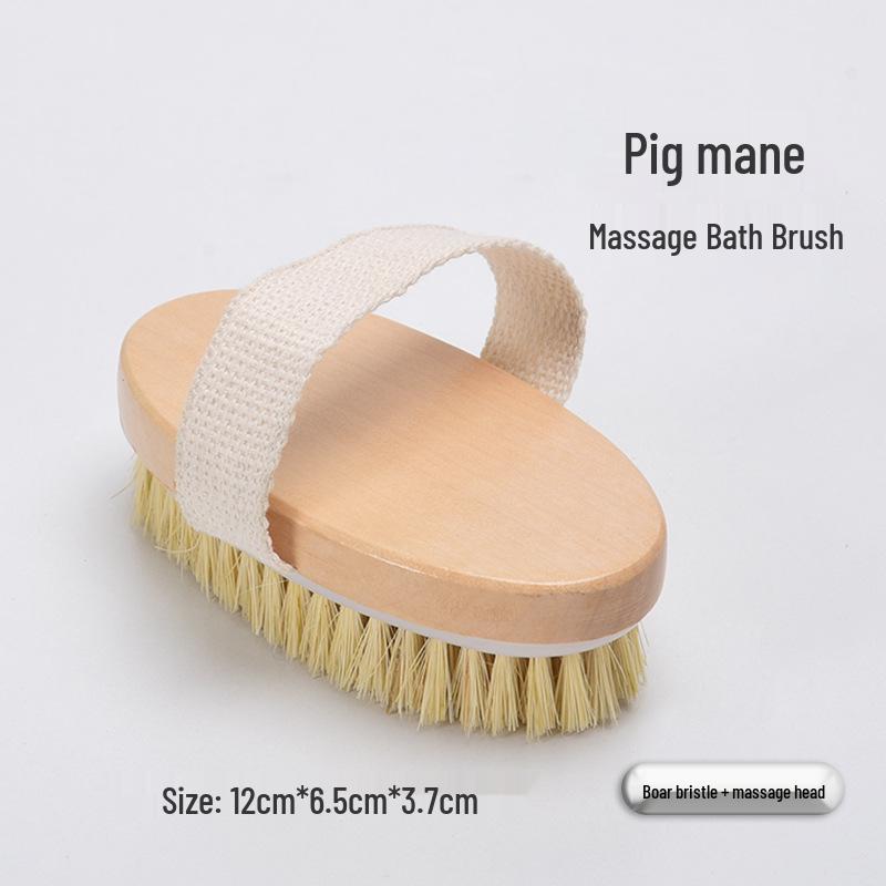 Wooden Boar Bristle Bath Brush - Soft Massage & Dry Brushing Back Scrubber