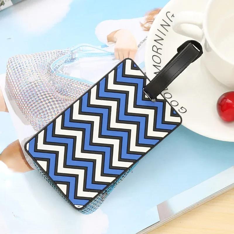 Geometric Luggage Tags for Women Men PVC Baggage Name Tags Suitcase Address Label Holder Travel Accessories