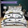 Cute Vehicle Pattern Bedding Uilt Set Uilt Cover Pillowcase Home Decoration Birthday Gift (1 * Duvet Cover + 2 * Pillowcase  Without Core)45