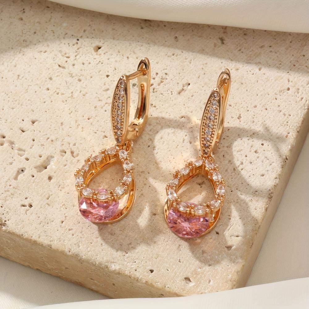 Luxurious Water Drop Shape Zirconia Dangle Earrings for Women 2025 New Fashion Earring Golden Party Jewelry Accessories