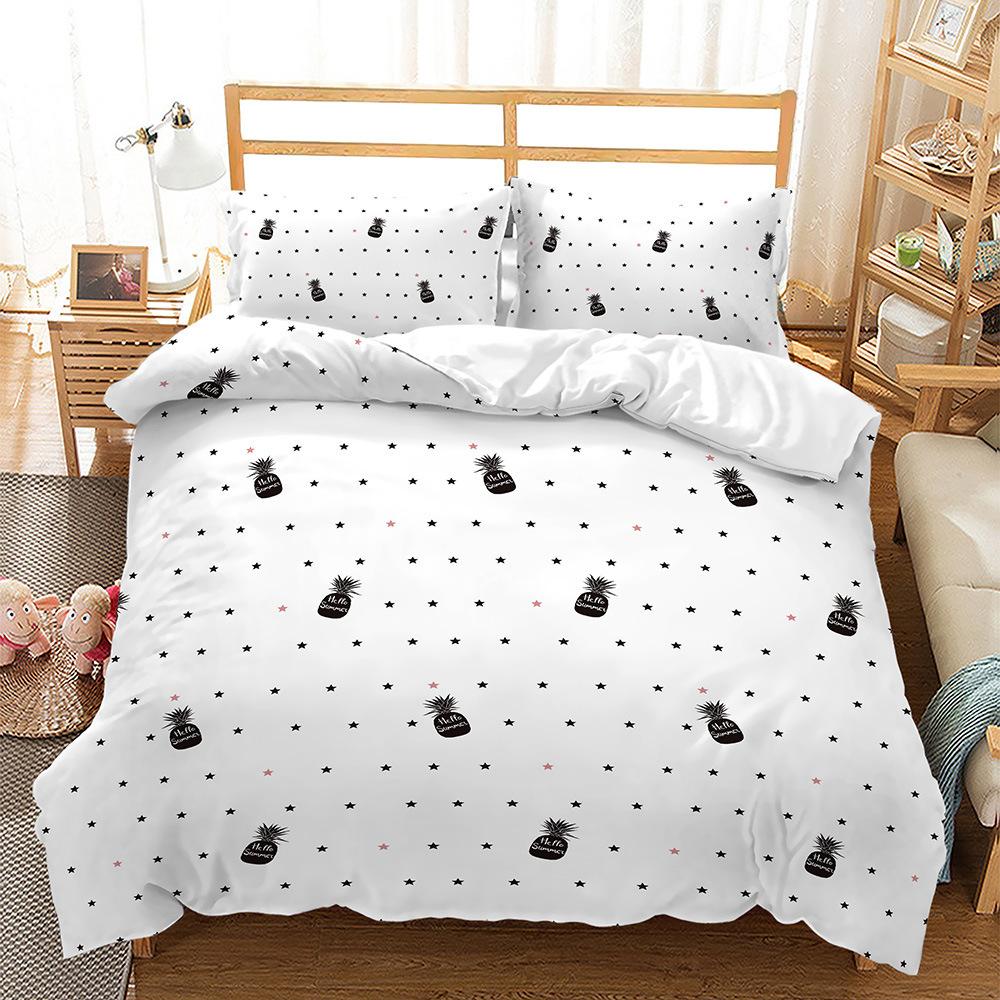 

Постельное белье Комплект из трех предметов Пододеяльник Наволочка 3D Цифровая печать Серия растений Лист Фрукты Комплект 135 * 200 (two-piece set) 90g