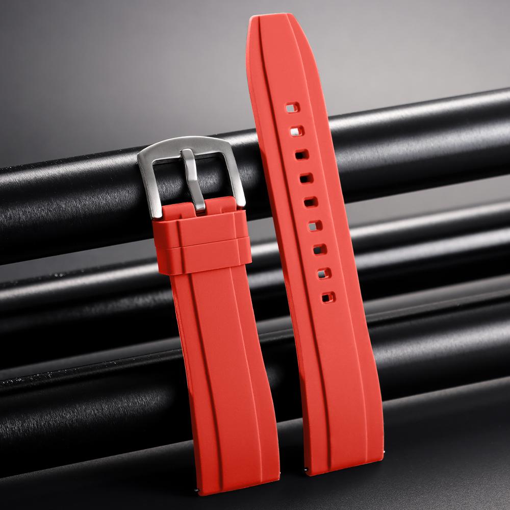 Silicone Rubber Watch Strap 20mm 22mm Sports Watchband Black Green Orange Blue Wristband Universal Quick Release Bracelet Belt