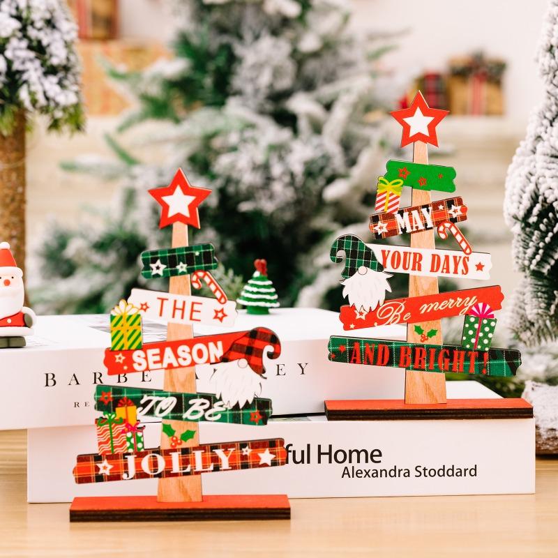Wooden Christmas Ornaments Christmas Tree Ornaments Wooden Ornaments Creative Alphabet Tree Table Top Ornaments