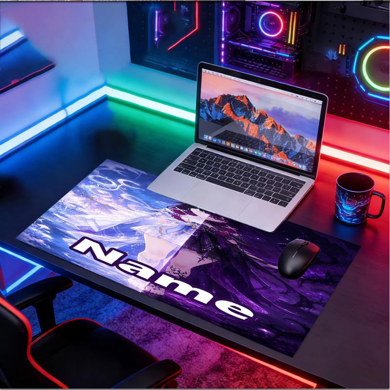 Custom Name Personalized Genshin Impact Pattern Mousepad, Laptop PC Desk Mat, Decorative Desk Mat for Home Keyboard Pad Gift