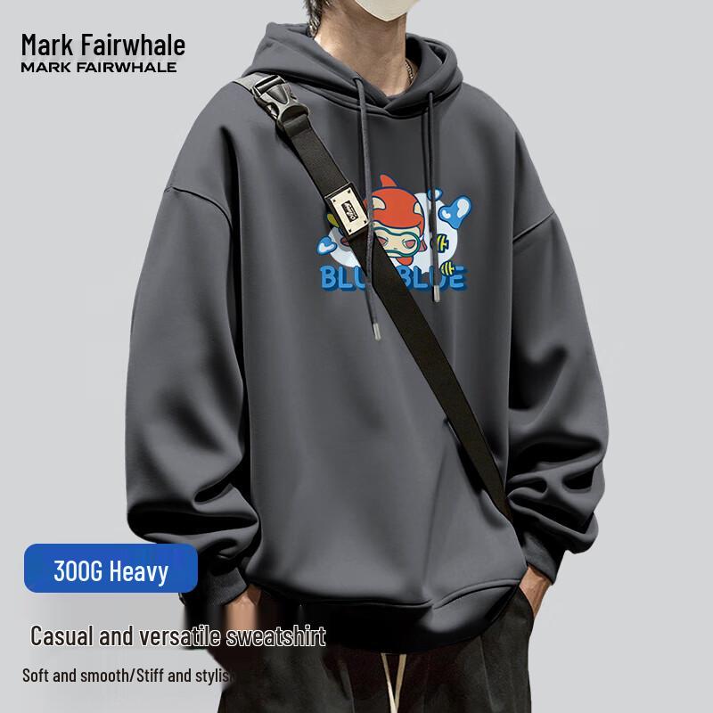 

Mark Fairwhale Men s PMK Diving Fish Print Heavyweight Hooded Sweatshirt 5XL