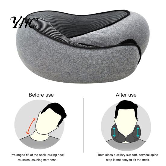 Adjustable Neck Pillow Memory Foam Travel 360 Degree Support U-Shaped Car Airplane with Fastener Tape Nap
